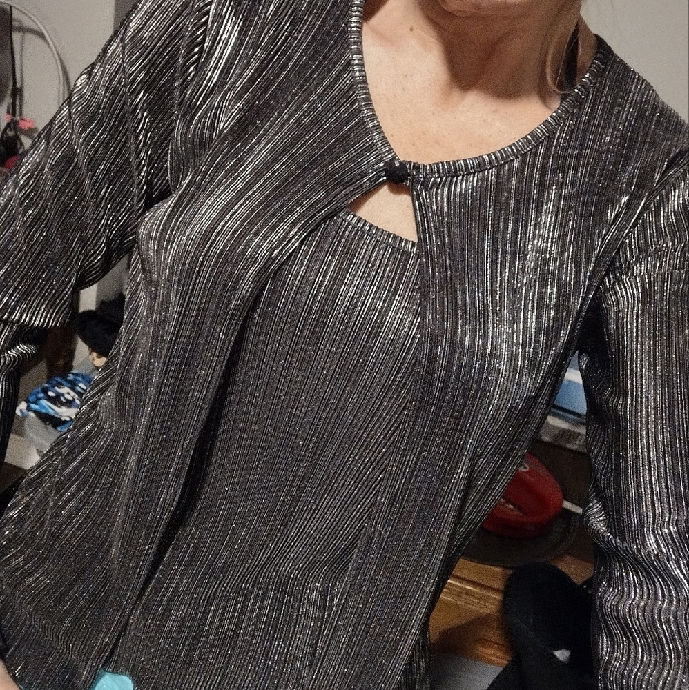 Silver Metallic layered top